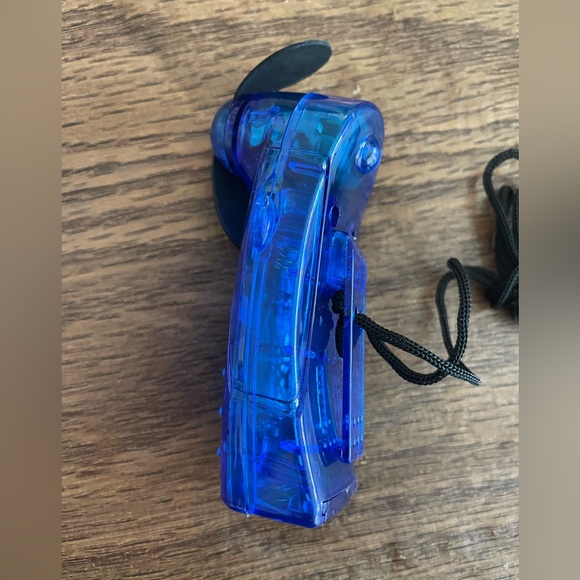 Clear Blue Tone Plastic Battery Operated Hand Held/ Necklace Fan - Picture 2 of 5